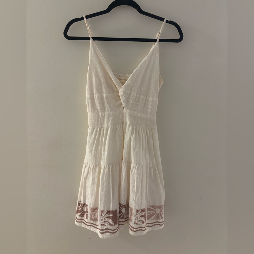 Ocean Drive Linen Cream and Brown Mini Dress